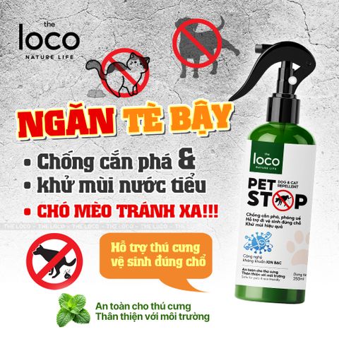 Xịt Xua Đuổi Chó Mèo PET STOP 260ml - Ngăn Chặn Đuổi Thú Cưng Phóng Uế Bừa Bãi, Khử Mùi Hiệu Quả, An Toàn Cho Thú Cưng