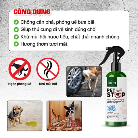 Xịt Xua Đuổi Chó Mèo PET STOP 260ml - Ngăn Chặn Đuổi Thú Cưng Phóng Uế Bừa Bãi, Khử Mùi Hiệu Quả, An Toàn Cho Thú Cưng