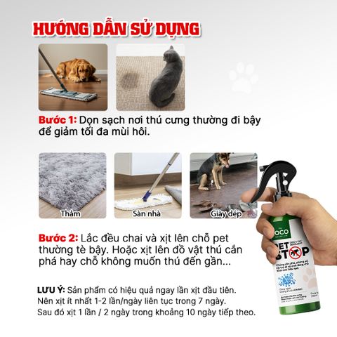 Xịt Xua Đuổi Chó Mèo PET STOP 260ml - Ngăn Chặn Đuổi Thú Cưng Phóng Uế Bừa Bãi, Khử Mùi Hiệu Quả, An Toàn Cho Thú Cưng