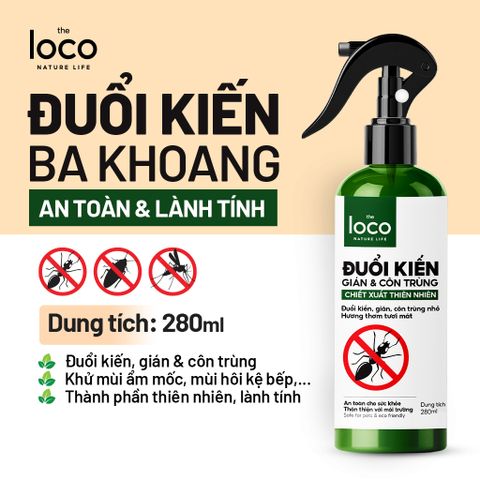 Chai Xịt Đuổi Kiến Sinh Học The Loco 260ml - An Toàn, Không Độc Hại, Tinh Dầu Tự Nhiên, Giải Pháp Đuổi Côn Trùng Hiệu Quả