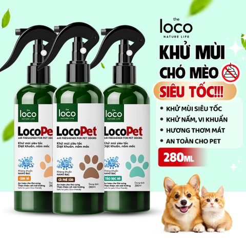 Chai Xịt Khử Mùi Nước Tiểu Chó Mèo Loco Pet 500ml - Khử Mùi Siêu Tốc, An Toàn Cho Thú Cưng, Hương Thơm Tươi Mát, Công Nghệ Nano Bạc AG+