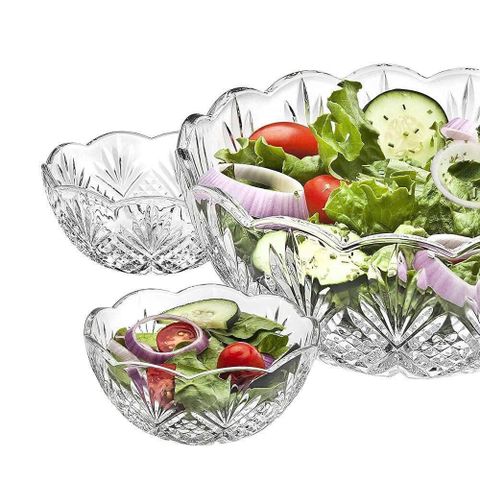 Bộ Bát Pha Lê Godinger Dublin 3 Món - Tô Sang Trọng Phục Vụ Salad, Trái Cây, Đồ Ăn Nhẹ - Quà Tặng Ý Nghĩa Cho Cưới Hỏi, Kỷ Niệm