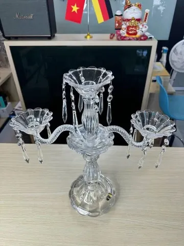 Chân Nến Pha Lê 3 Tay Bohemia - Chất Lượng Cao 42cm, Thiết Kế Sang Trọng, Trang Trí Bàn Tiệc Châu Âu, Quà Tặng Ý Nghĩa