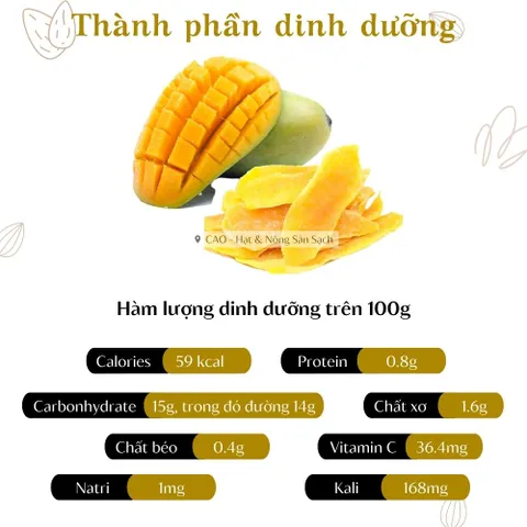 Xoài Sấy Dẻo CAOFOOD 500g - Snack Ngon Từ Xoài Cát Tươi Nguyên Chất, Không Chất Tạo Màu, Thực Phẩm Sạch An Toàn