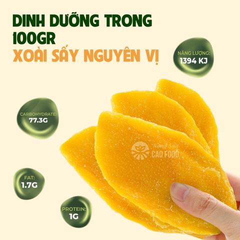 Xoài Sấy Dẻo CAOFOOD 500g - 100% Xoài Tươi, Không Đường, Vị Chua Ngọt Tự Nhiên, Món Ăn Vặt Lành Mạnh, Thực Phẩm Dinh Dưỡng Việt Nam
