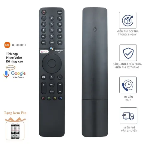 Điều khiển Remote giọng nói VOICE TIVI XIAOMI DÀI 1 nút trắng PHÍM ÊM NHẠY HÀNG MỚI+TẶNG PIN