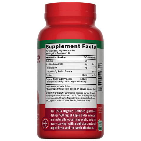 Kẹo Dẻo Giảm Cân Giấm Táo Hữu Cơ Nature’s Truth 120 Viên - Hỗ Trợ Tiêu Hóa, Thải Độc, Hương Vị Táo Ngon, Thuần Chay, Không Gluten