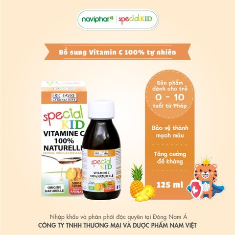 Siro Bổ Sung Vitamin C Tự Nhiên Special Kid 125ml - Tăng Đề Kháng Cho Bé, Hỗ Trợ Bảo Vệ Thành Mạch Màu, Vị Dứa Ngon Miệng