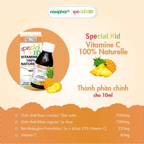 Siro Bổ Sung Vitamin C Tự Nhiên Special Kid 125ml - Tăng Đề Kháng Cho Bé, Hỗ Trợ Bảo Vệ Thành Mạch Màu, Vị Dứa Ngon Miệng