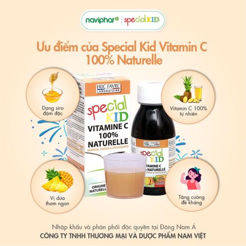 Siro Bổ Sung Vitamin C Tự Nhiên Special Kid 125ml - Tăng Đề Kháng Cho Bé, Hỗ Trợ Bảo Vệ Thành Mạch Màu, Vị Dứa Ngon Miệng