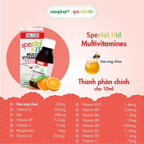 Siro Multivitamines Special Kid 125ml - Bổ sung vitamin & khoáng chất, hỗ trợ sức khỏe và trí lực cho trẻ em - Hương cam thơm ngon