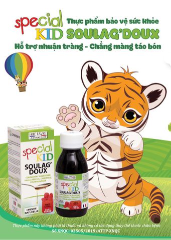 Siro Hỗ Trợ Tiêu Hóa Special Kid Soulag'Doux 125ml - Giảm Đầy Hơi, Nhuận Tràng, Chống Táo Bón Cho Trẻ Em, Nhập Khẩu Pháp