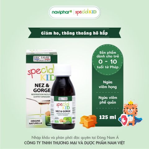 Siro Ho Cho Bé Special Kid Nez & Gorge 125ml - Hỗ Trợ Giảm Ho, Viêm Họng, Thông Thoáng Đường Hô Hấp, Nhập Khẩu Pháp