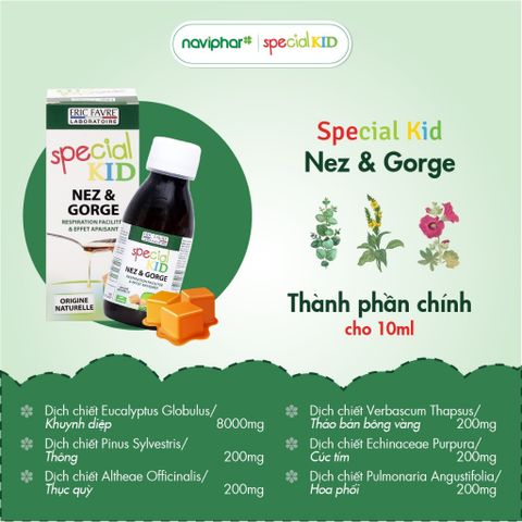 Siro Ho Cho Bé Special Kid Nez & Gorge 125ml - Hỗ Trợ Giảm Ho, Viêm Họng, Thông Thoáng Đường Hô Hấp, Nhập Khẩu Pháp