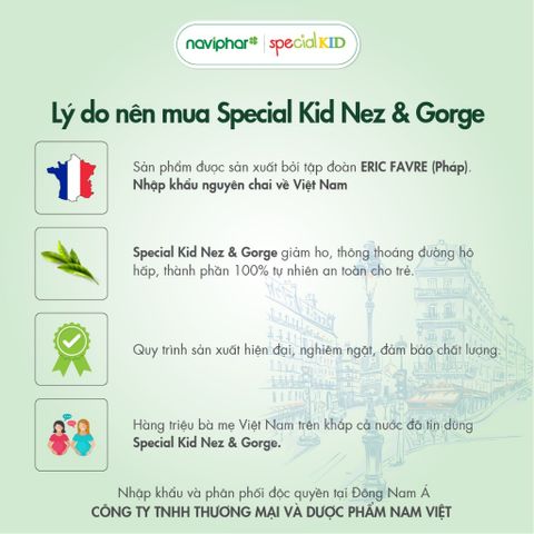 Siro Ho Cho Bé Special Kid Nez & Gorge 125ml - Hỗ Trợ Giảm Ho, Viêm Họng, Thông Thoáng Đường Hô Hấp, Nhập Khẩu Pháp
