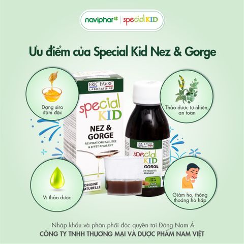 Siro Ho Cho Bé Special Kid Nez & Gorge 125ml - Hỗ Trợ Giảm Ho, Viêm Họng, Thông Thoáng Đường Hô Hấp, Nhập Khẩu Pháp
