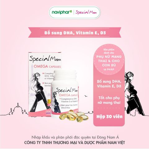 Viên nang Special Mum Omega - Bổ sung DHA, Vitamin E, Vitamin D3 cho phụ nữ mang thai, hỗ trợ sức khỏe mẹ bầu, 30/60 viên
