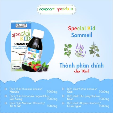 Siro Ngủ Ngon Special Kid Sommeil 125ml - Hỗ Trợ Giấc Ngủ Cho Bé, Giảm Rối Loạn Giấc Ngủ Và Thức Giấc Vào Ban Đêm