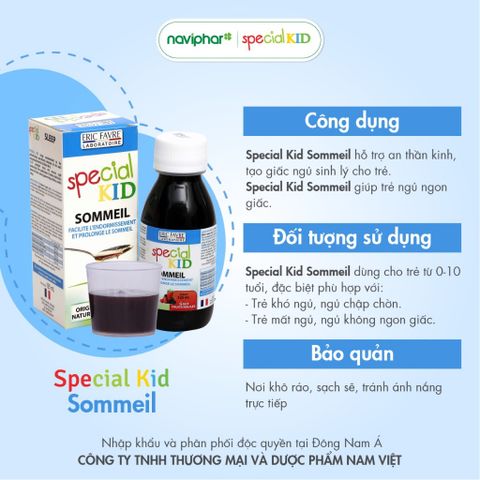 Siro Ngủ Ngon Special Kid Sommeil 125ml - Hỗ Trợ Giấc Ngủ Cho Bé, Giảm Rối Loạn Giấc Ngủ Và Thức Giấc Vào Ban Đêm
