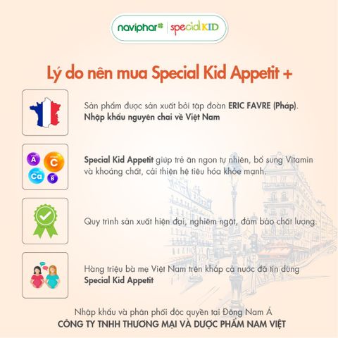 Siro Special Kid Appetit + 125ml - Kích thích thèm ăn và hỗ trợ tiêu hóa cho trẻ, siro dinh dưỡng tự nhiên an toàn cho bé.