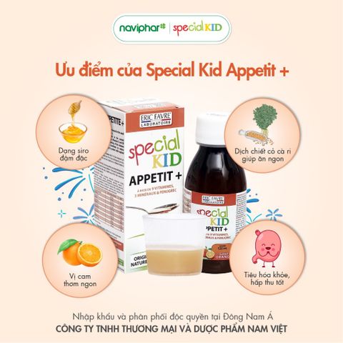 Siro Special Kid Appetit + 125ml - Kích thích thèm ăn và hỗ trợ tiêu hóa cho trẻ, siro dinh dưỡng tự nhiên an toàn cho bé.