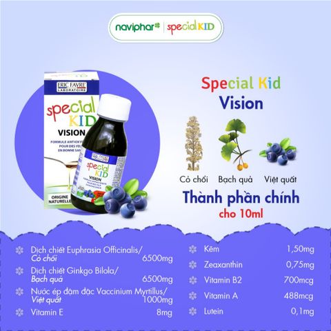Siro Bổ Mắt Chính Hãng Special Kid Vision - Tăng Cường Thị Lực, Giảm Nhức Mỏi Mắt Cho Trẻ Em - 125ml