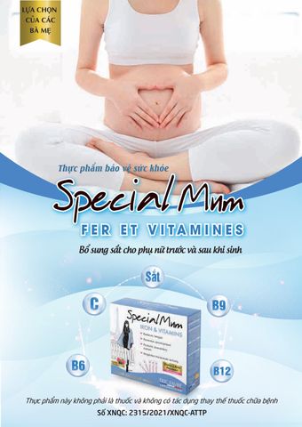 Sắt nước Special Mum Fer et Vitamines - Bổ sung sắt cho bà bầu và mẹ sau sinh, ngăn ngừa thiếu máu, 10ml x 20 gói