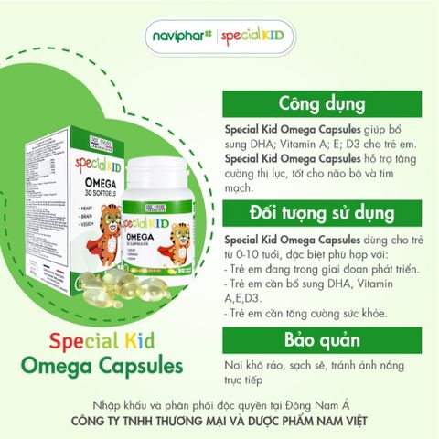 Viên nang Special Kid Omega Capsules - Hỗ trợ tăng khả năng tập trung, thị lực cho trẻ - 30/60 viên