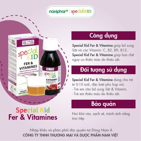 Siro Bổ Sung Sắt Special Kid Fer Et Vitamines 125ml - Giúp Phòng Ngừa Thiếu Máu Cho Trẻ Em, Dinh Dưỡng An Toàn, Hương Vị Dễ Uống