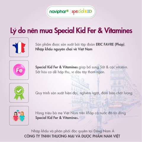 Siro Bổ Sung Sắt Special Kid Fer Et Vitamines 125ml - Giúp Phòng Ngừa Thiếu Máu Cho Trẻ Em, Dinh Dưỡng An Toàn, Hương Vị Dễ Uống