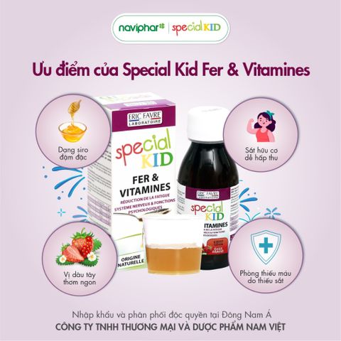 Siro Bổ Sung Sắt Special Kid Fer Et Vitamines 125ml - Giúp Phòng Ngừa Thiếu Máu Cho Trẻ Em, Dinh Dưỡng An Toàn, Hương Vị Dễ Uống