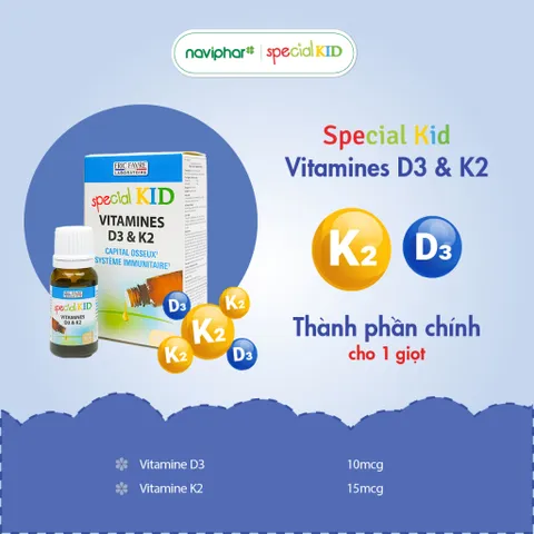Special Kid Vitamin D3 & K2 - Hỗ trợ tăng chiều cao và hấp thu canxi cho trẻ - 10ml