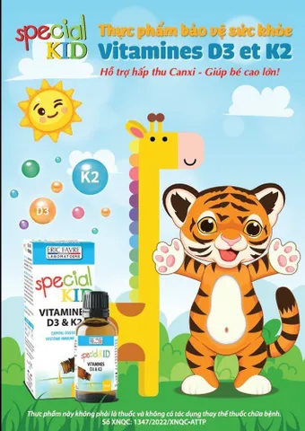 Special Kid Vitamin D3 & K2 - Hỗ trợ tăng chiều cao và hấp thu canxi cho trẻ - 10ml