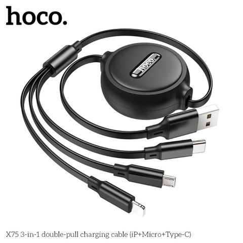 Cáp Sạc Siêu Tốc 3 Trong 1 HOCO X76/X75 - Lightning, Type-C, Micro 1M, 2A - Phụ Kiện Điện Thoại Tiện Dụng, Bền Bỉ