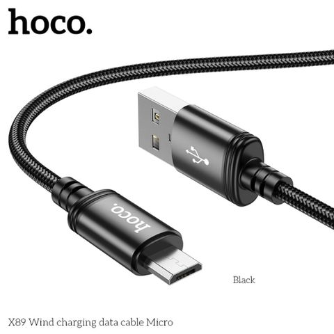 Cáp Sạc Nhanh 2.4A HOCO X89 Micro - Dây Bện Chống Rối, Tương Thích Android & Micro USB, Hiệu Suất Sạc Cao 1m