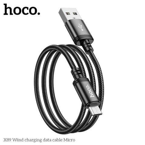 Cáp Sạc Nhanh 2.4A HOCO X89 Micro - Dây Bện Chống Rối, Tương Thích Android & Micro USB, Hiệu Suất Sạc Cao 1m