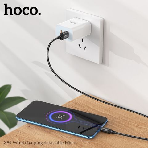 Cáp Sạc Nhanh 2.4A HOCO X89 Micro - Dây Bện Chống Rối, Tương Thích Android & Micro USB, Hiệu Suất Sạc Cao 1m