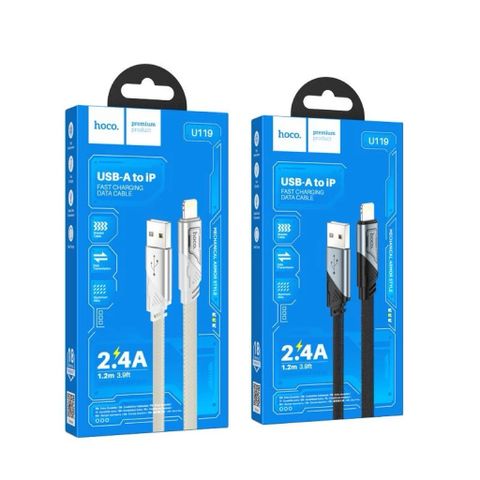 Cáp Sạc Nhanh Hoco U119 lP 1.2m - Chống Đứt Gãy, Truyền Dữ Liệu 2.4A, Thiết Kế Hiện Đại, Chất Liệu Bền Chắc, Phụ Kiện Điện Tử Thú Vị
