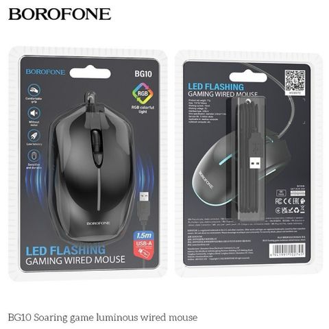Chuột có dây BOROFONE BG10 LED - Thiết bị gaming chính hãng, độ nhạy cao, thiết kế ergonomic cho trải nghiệm chơi game hoàn hảo