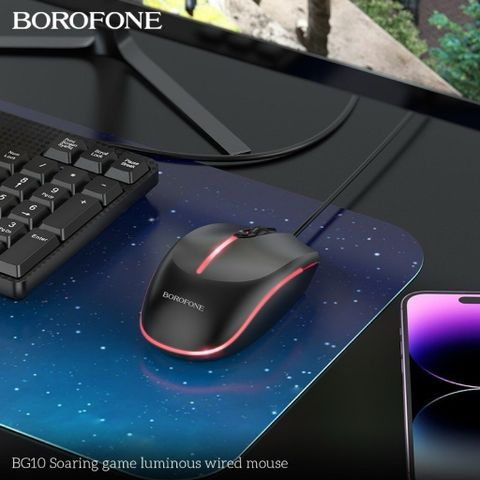 Chuột có dây BOROFONE BG10 LED - Thiết bị gaming chính hãng, độ nhạy cao, thiết kế ergonomic cho trải nghiệm chơi game hoàn hảo