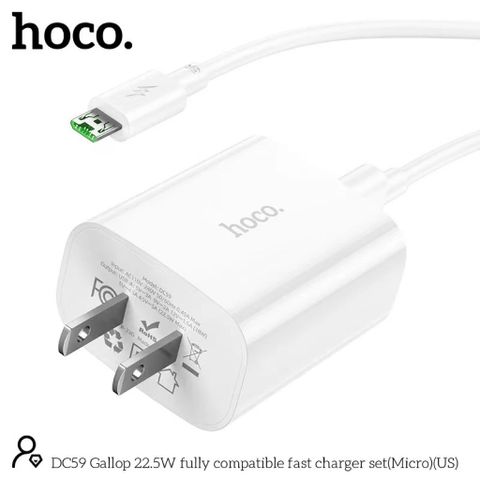 Bộ sạc nhanh 22.5W Hoco DC59 Max - Sạc đa thiết bị kèm dây Micro, công suất cao, an toàn và tiện lợi cho smartphone, tablet