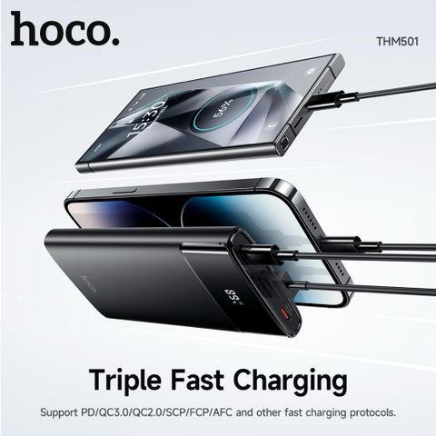 Pin Sạc Dự Phòng Hoco THM501 22.5W (10000mAh) - Màn Hình LED, Cáp Tích Hợp, Thiết Kế Gọn Nhẹ, Sạc Nhanh cho Điện Thoại, Laptop