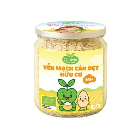 Yến Mạch Hữu Cơ Cán Dẹt C'LaVie - 200g, Thực Phẩm Ăn Dặm Cho Bé, Giàu Chất Xơ Và Dinh Dưỡng, Hỗ Trợ Sức Khỏe Gia Đình