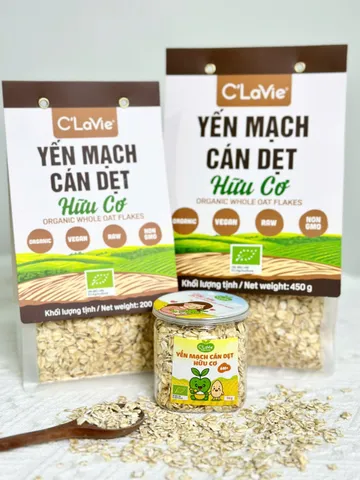 Yến Mạch Hữu Cơ Cán Dẹt C'LaVie - 200g, Thực Phẩm Ăn Dặm Cho Bé, Giàu Chất Xơ Và Dinh Dưỡng, Hỗ Trợ Sức Khỏe Gia Đình