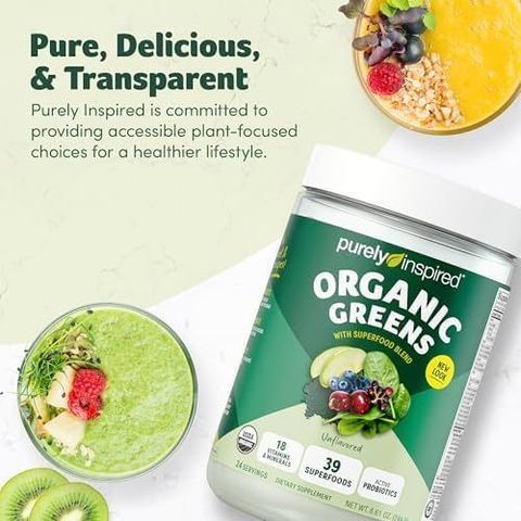 Bột hữu cơ rau xanh Purely Inspired Organic Greens hũ 244g [Hàng Mỹ]