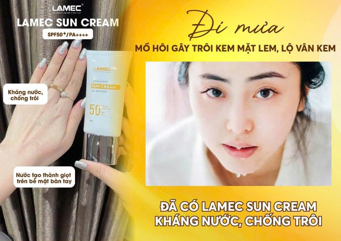 Kem Chống Nắng Kháng Nước Lamec Suncream SPF 50+ PA++++ - Bảo Vệ Da Tối Đa, Không Lem, Dưỡng Ẩm Mịn Màng, Thích Hợp Mọi Hoàn Cảnh