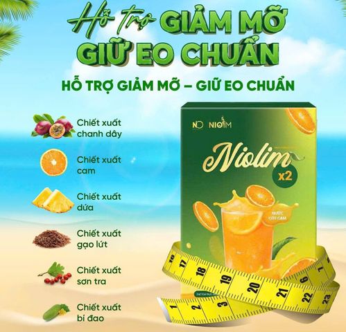Siro Niolim - Hương Cam Detox Giảm Cân Hiệu Quả, Hỗ Trợ Đốt Chất Béo và Làm Đẹp Da, 15 Gói x 20ml