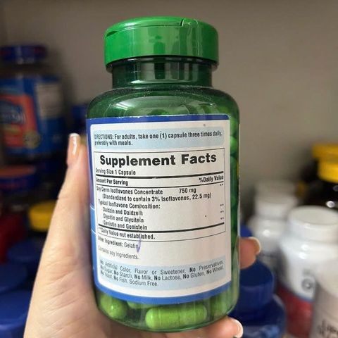 Mầm đậu nành Puritan’s Pride Soy Isoflavones 750mg USA 120 viên