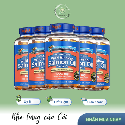 Dầu Cá Hồi Hoang Dã Pure Alaska Omega-3 1000mg - 210 Viên Hỗ Trợ Tim Mạch, Não Bộ & Làm Đẹp Da - Sản Phẩm Chính Hãng Mỹ