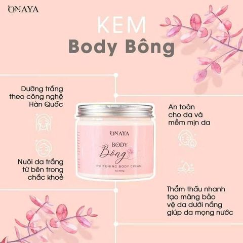 Kem Body ONAYA Dưỡng Da Trắng Sáng, Đều Màu, Dưỡng Ẩm 240g - Giúp Phục Hồi Da Mềm Mịn, Ngăn Ngừa Lão Hóa